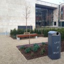 Benches, litter bins, cycle stands, ashtrays, bollards, and ground sockets supplied by Larkin Engineering at University College Dublin campus